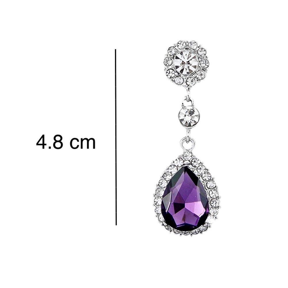 2/$20! Silver w/Purple & Clear Crystal Earrings - Picture 6 of 8